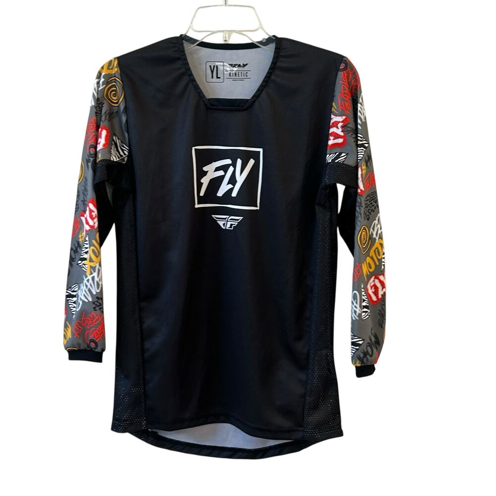Fly Racing Youth Kinetic Rebel Grey Jersey, Motocross Racewear Large EUC